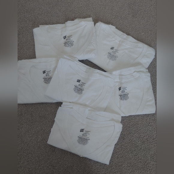 Hanes Other - Hanes White V-necks ~ lot of 6!